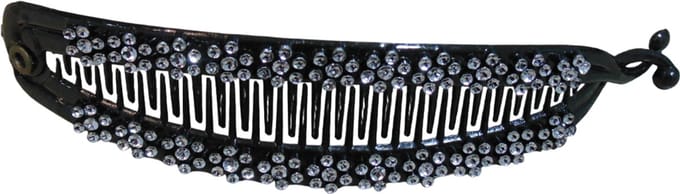 Bananenklem zwart lang met strass-patroon
