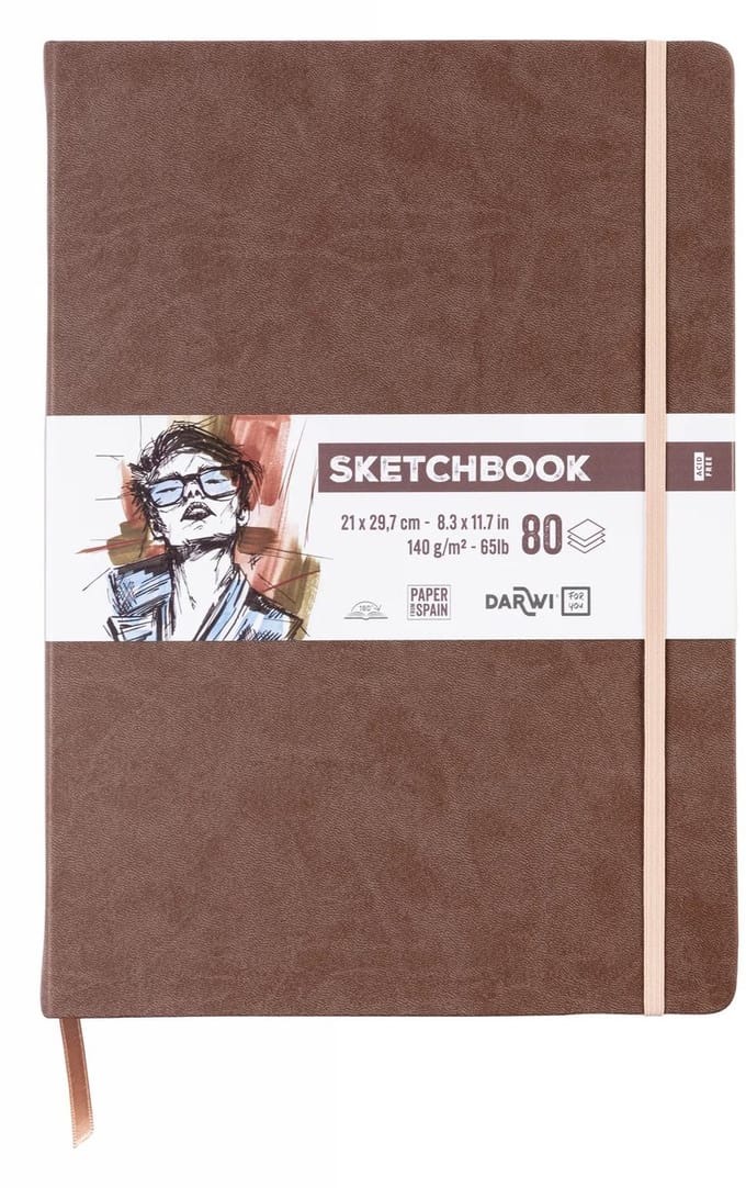 Darwi DFY - Schetsboek - A4 - 140 g - Bruin - 80 vellen