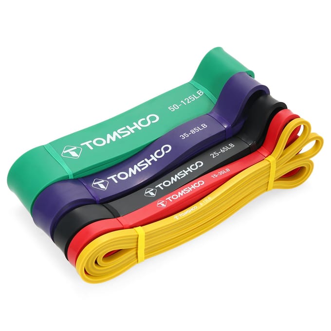 TOMSHOO 4 stuks Pull Up Assist Bands Set Weerstandsbanden Powerlifting Workout Oefening Stretch blue