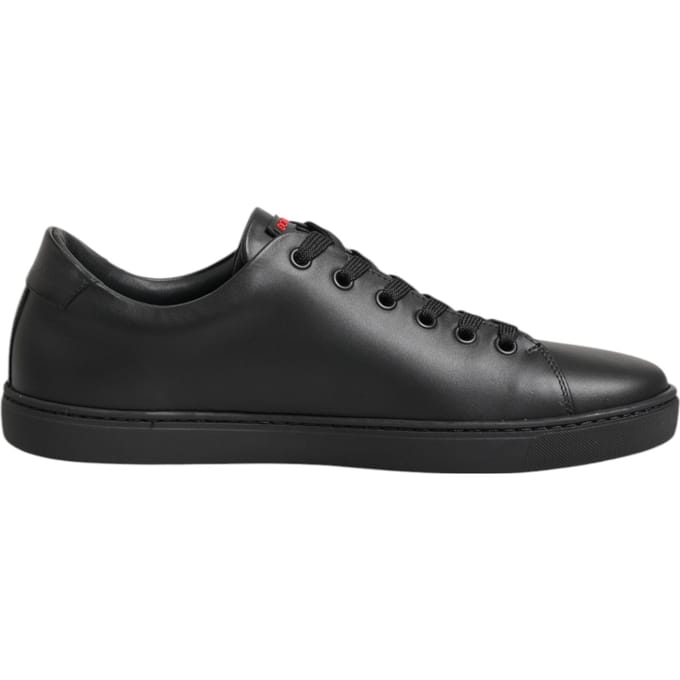 Dolce & Gabbana Zwarte Leren Kristallen Hart Lage Sneakers Schoenen