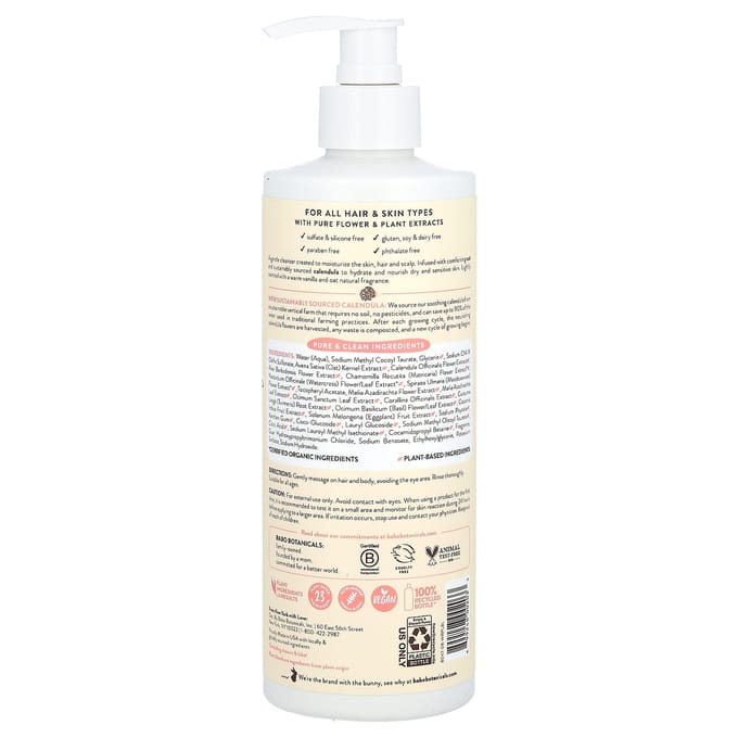 Babo Botanicals, Moisturizing Shampoo & Wash, Oat & Calendula, 16 fl oz (473 ml) white