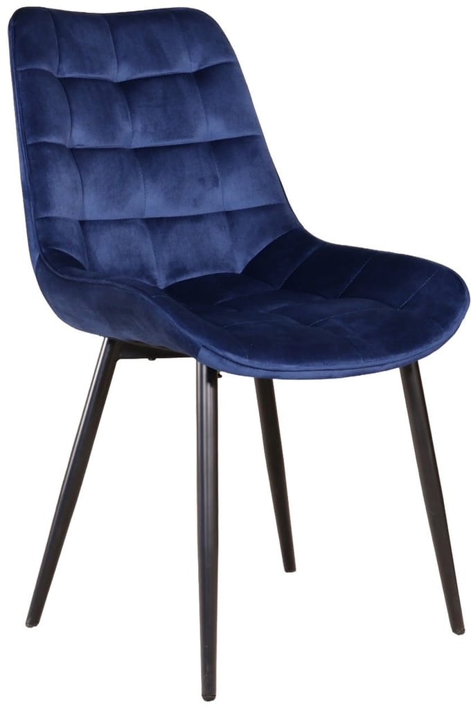 Eetkamerstoel De Vince donkerblauw velvet eetstoel zetel