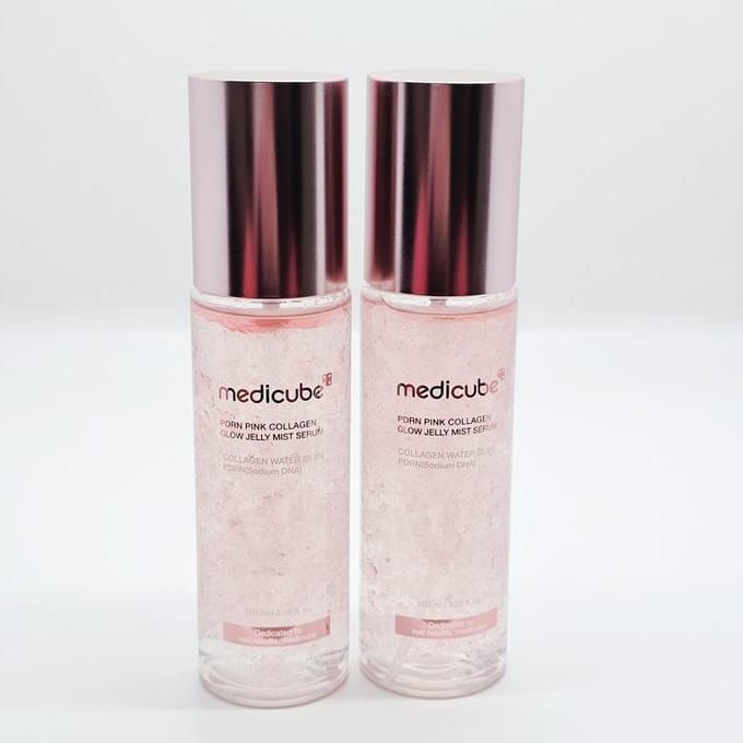 medicube PDRN Roze Collageen Glow Jelly Mist Hydratatie & Glans 100ml x2 black