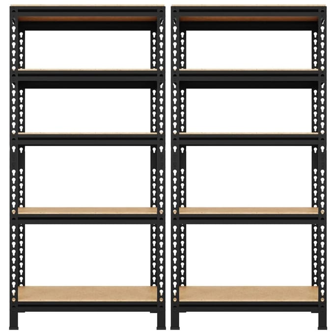 Yaheetech Stellingkast 2 Stuks 70 x 30 x 150 cm - Zwart - 5 Verstelbare Legplanken