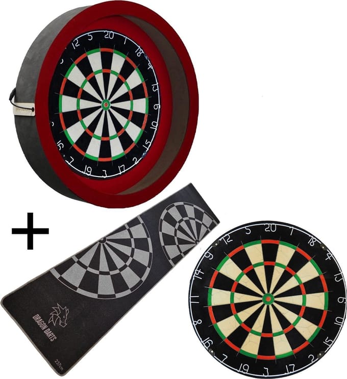 Darts Set - Complete PRO - rood-antra - Plain - dartmat antraciet - dartbord verlichting - darts - dartbord