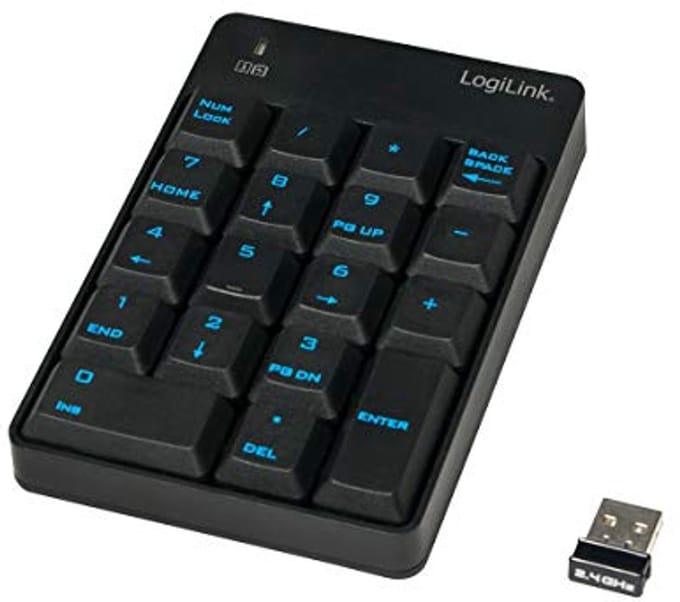 Draadloos Numeriek Toetsenbord - 2.4 GHz, 10 m, Zwart