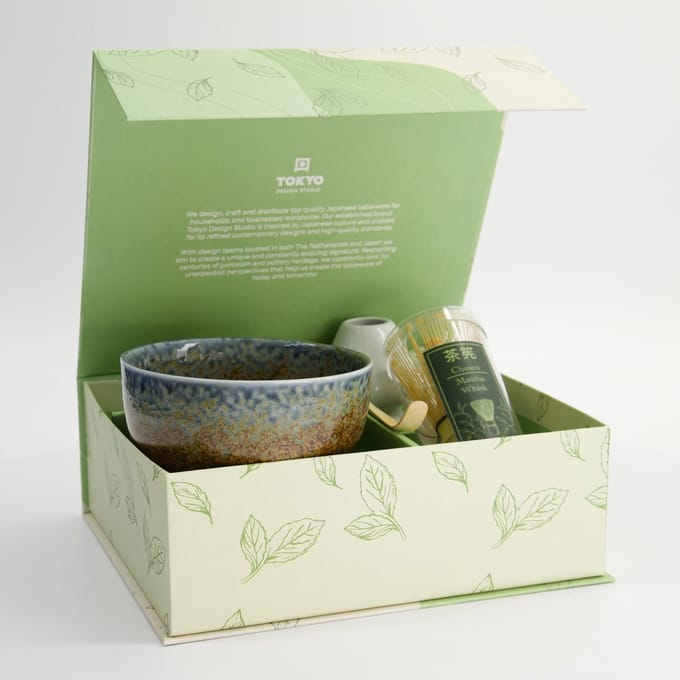 Tokyo Design Studio – Matcha Geschenkset – Rifblauw – 12,7×7 cm – 4-delig
