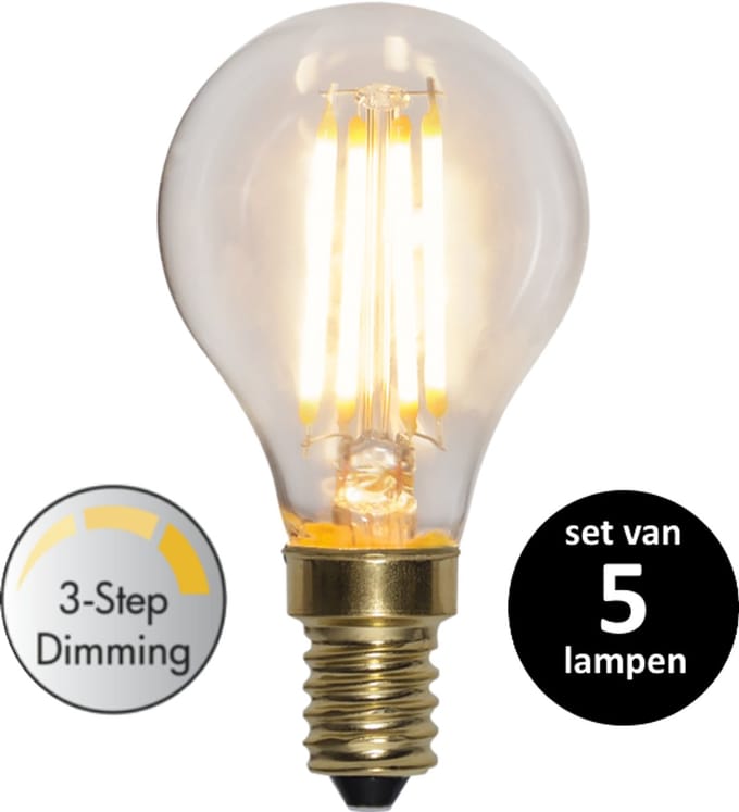 3 standen led lamp - 4W - E14 - 2100K - set van 5