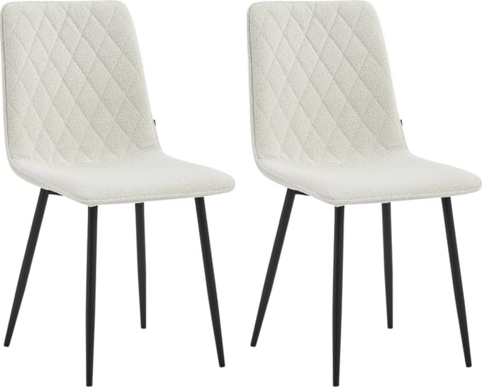 Colenis® - Elise Eetkamerstoel - Set Van 2 - Wit - Bouclé - Industrieel