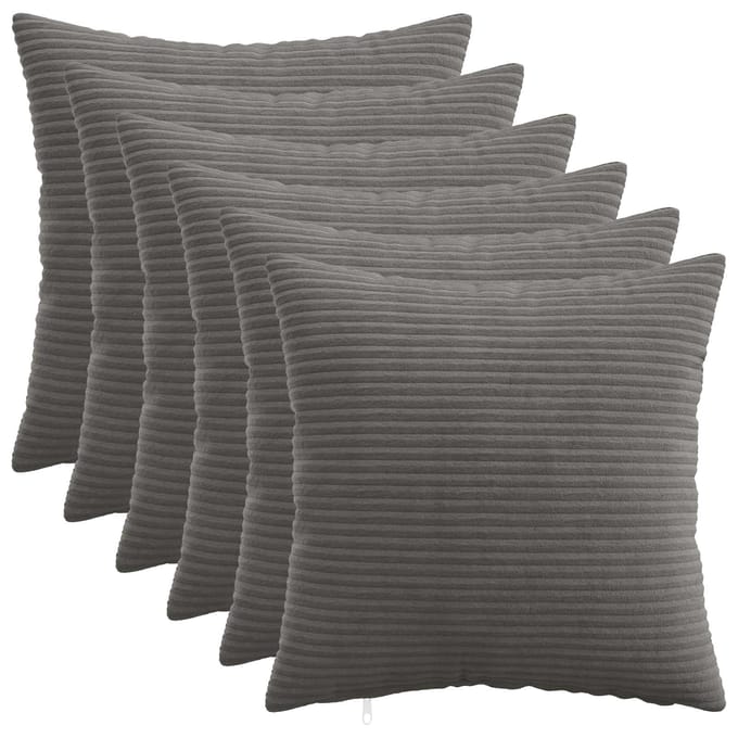 vidaXL - Kussensloop - 6 - pcs - HEERLEN - Donkergrijs - 30 - x - 30 - cm - corduroy
