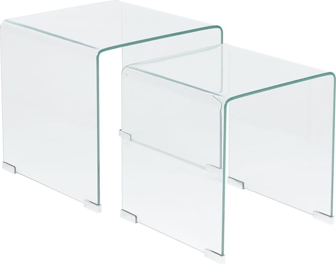 KENDALL - Bijzettafel set - Transparant - Veiligheidsglas