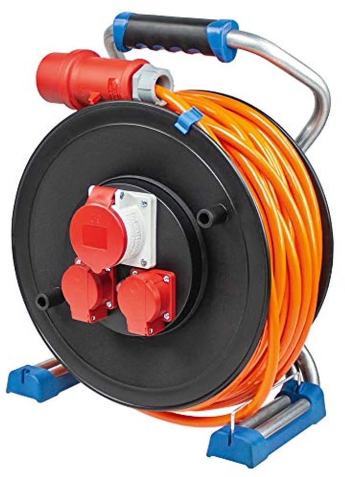 Kunststofkabeltrommel 40m met CEE Stekker 400V en 230V Afvoer
