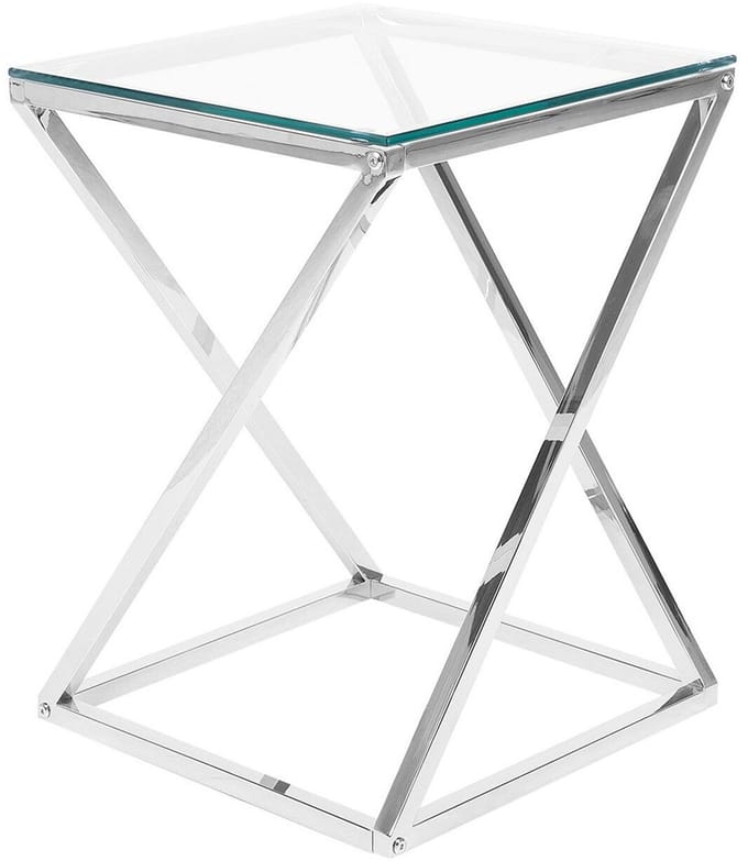 BEVERLY - Bijzettafel - Zilver - Glas