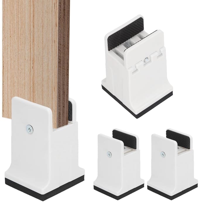 Dailygoods - 4 Stuks Verstelbare Bedverhogers met Schroefklem (Wit)