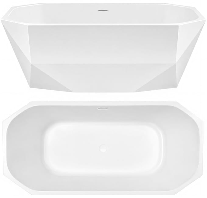 Rea - Vrijstaand Bad Diamanti 170 Witte stopkap - 170 x 80 x 58,5 cm