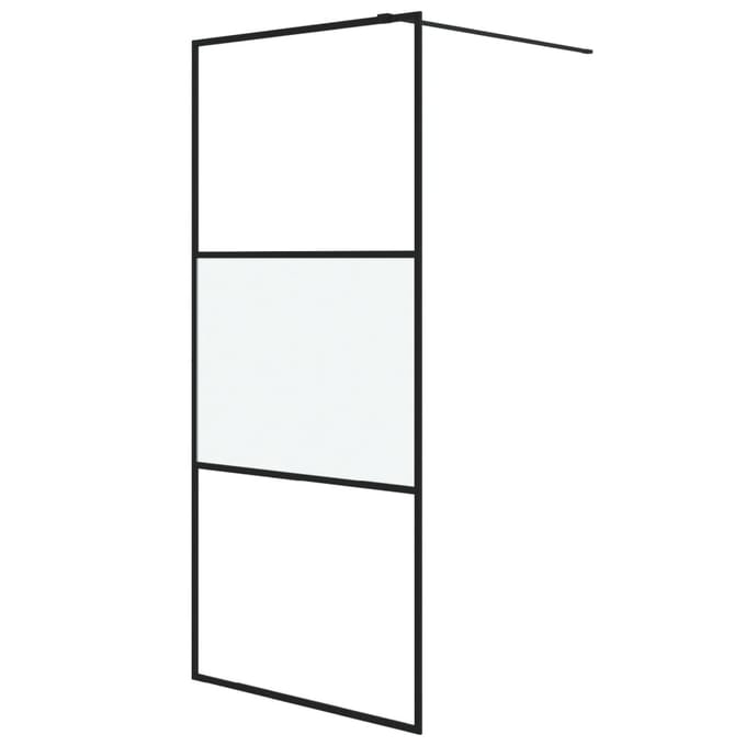 vidaXL - Inloopdouchewand - 90x195 - cm - halfmat - ESG-glas - zwart