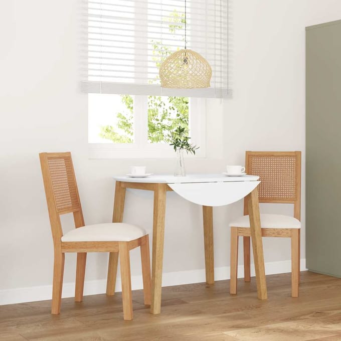 vidaXL - Eetkamerstoelen - met - kussens - 2 - st - massief - hout - rubber