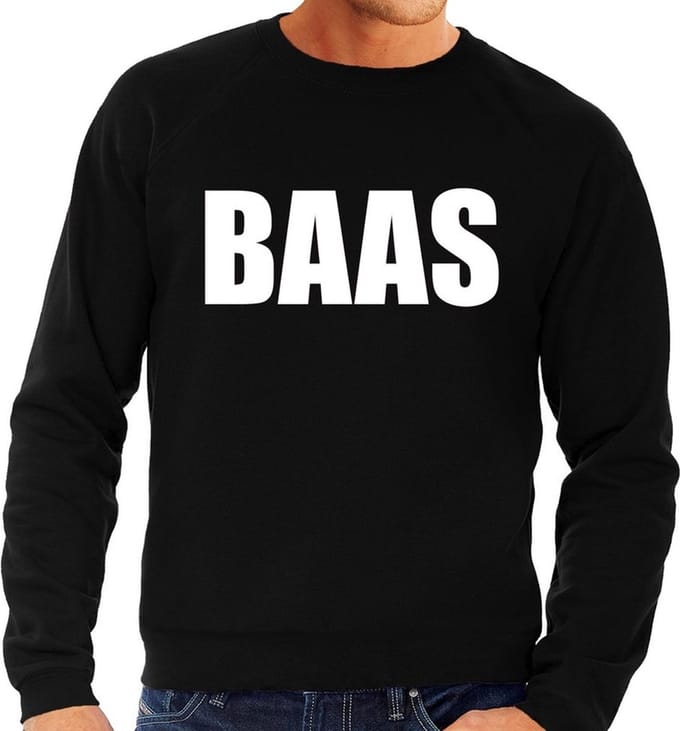 Baas tekst sweater / trui zwart voor heren XL
