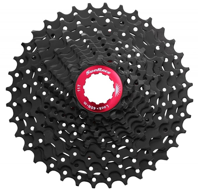 11-speed cassette Sunrace CSRX1 11-28T - Zwart/Rood