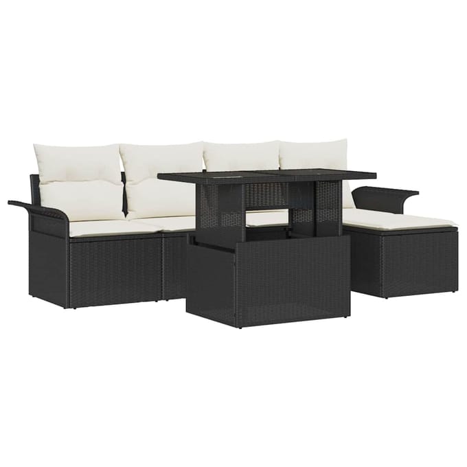 vidaXL - Tuinbank - Set - 8 - st - Zwart - [Synthetisch]: - Poly - Riet