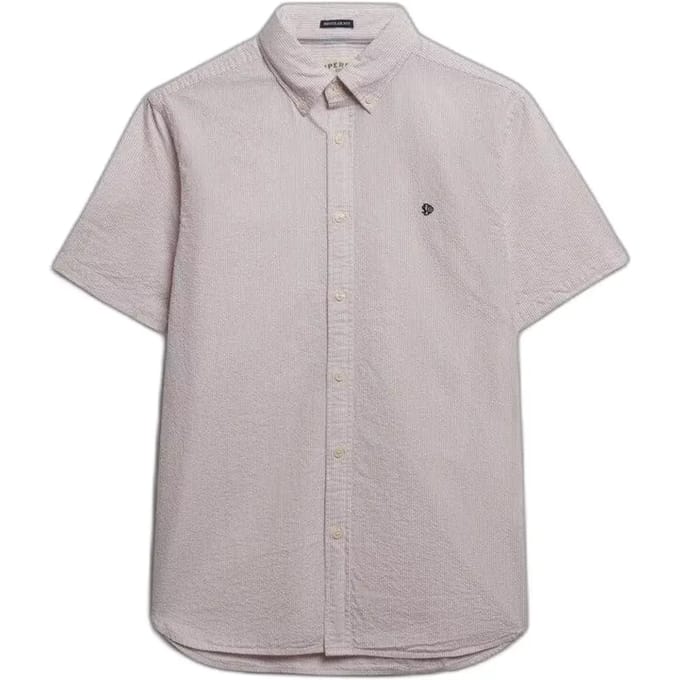 Superdry Classic Seersucker Overhemd Met Korte Mouwen Beige 3XL Man