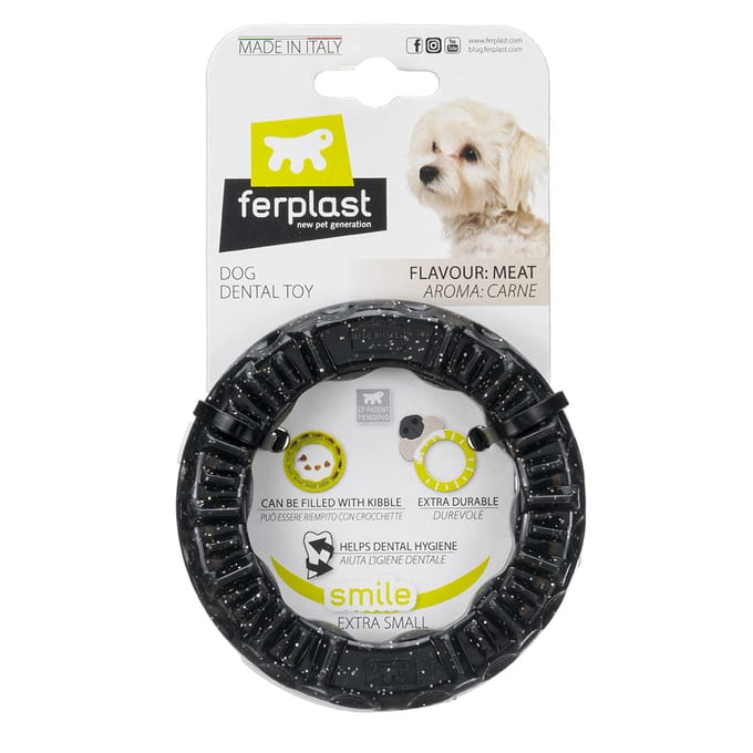 Ferplast Smile Kauwring, zwart XS: Ø8,5x1,7cm Hond