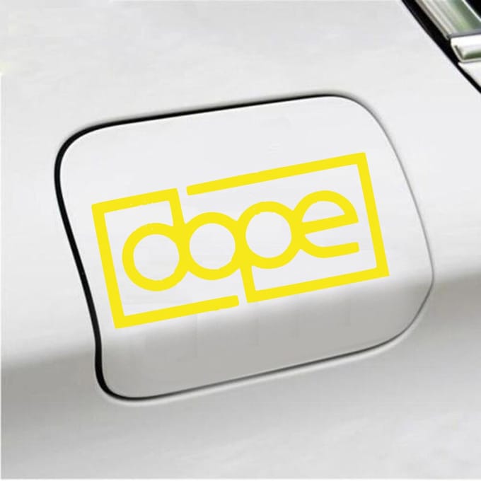 Bumpersticker - Dope - 6,8 X 14,8 - Geel