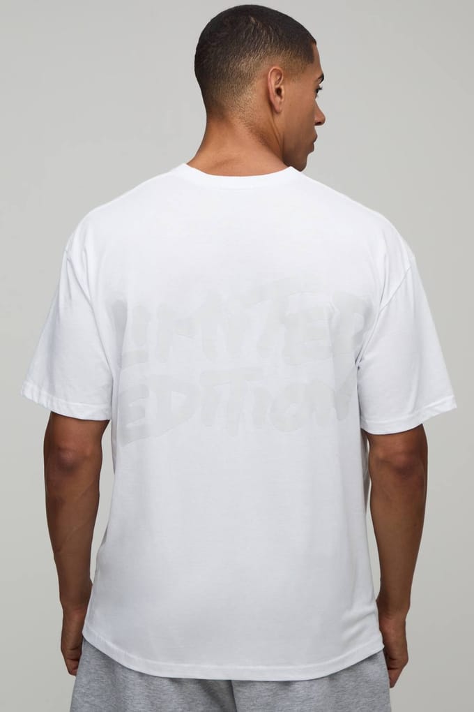 Oversized T-shirt Met Glanzende Print In Beperkte Oplage | White | Size Large