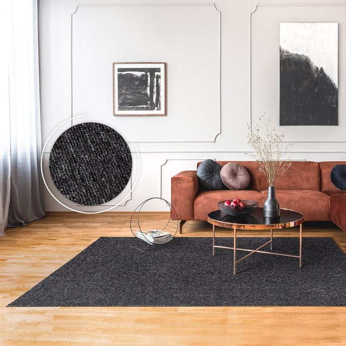 Flycarpets Laagpolig Vloerkleed Barnova Gemeleerd - Antraciet