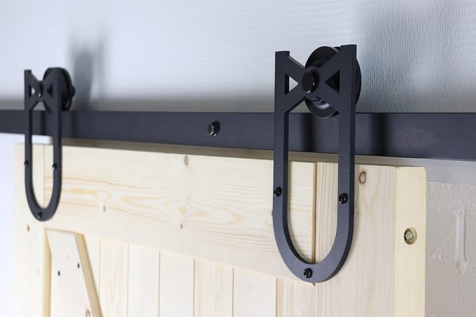 Wovar Zwart Schuifdeursysteem met Rails | Hoefijzer Model Compleet 200 cm | Per Set