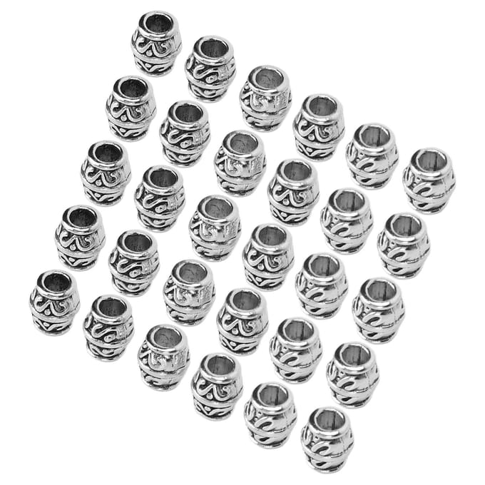 30 stuks DIY Baardkralen Clips Retro Haar Dreadlocks Kralen Accessoires voor Vlechten Armband gray