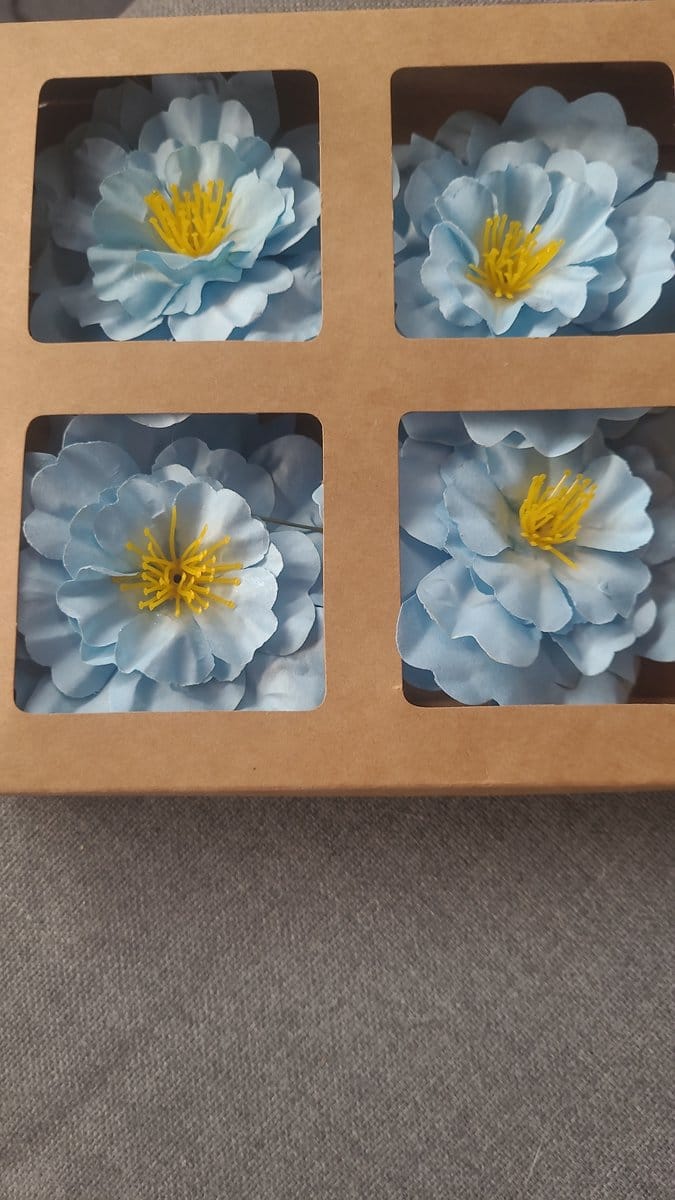 Blauwe kunstbloemen- 4 stuks - azalea-- 9.5 cm