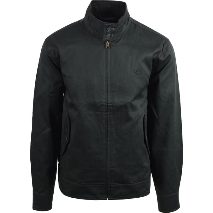 Fred Perry Gewaxte Katoenen Harrington Jacket Nachtgroen
