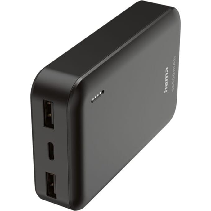 Hama Powerbank - Pocket - 10000mAh - 10W - 2x USB-A, 1x USB-C - Antraciet