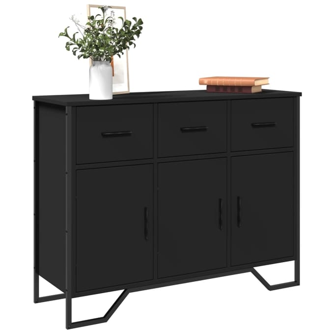 vidaXL - Dressoir - 97x32,5x74,5 - cm - bewerkt - hout - zwart