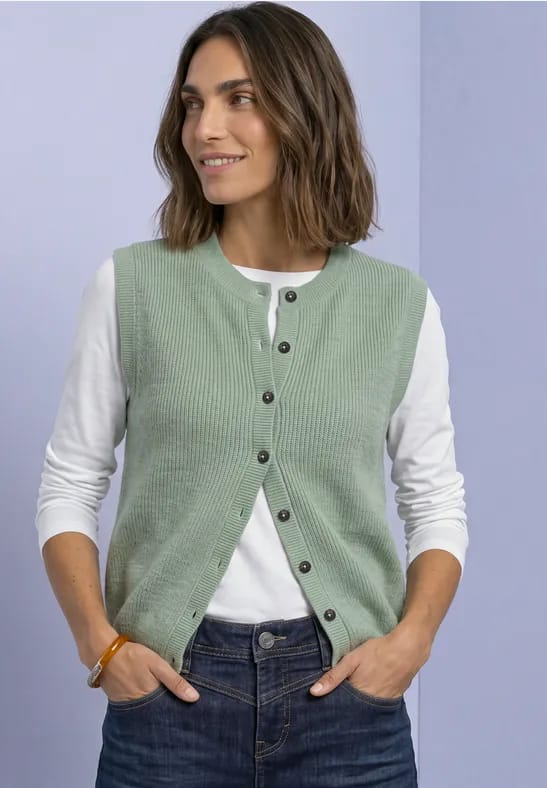 Gebreid vest met ronde hals en knoopsluiting
