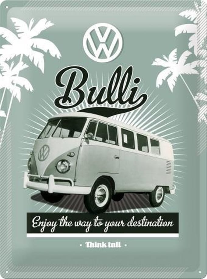 j-line blikken wandbord vw volkswagen T1 30 x 40 cm