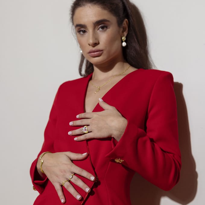Luxenter ring met Multicolour Zirkonia afgewerkt in 18K geel goud - Cuix