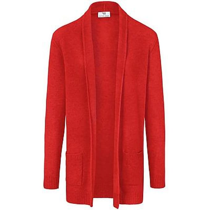 Lang vest 100% scheerwol Van Peter Hahn rood