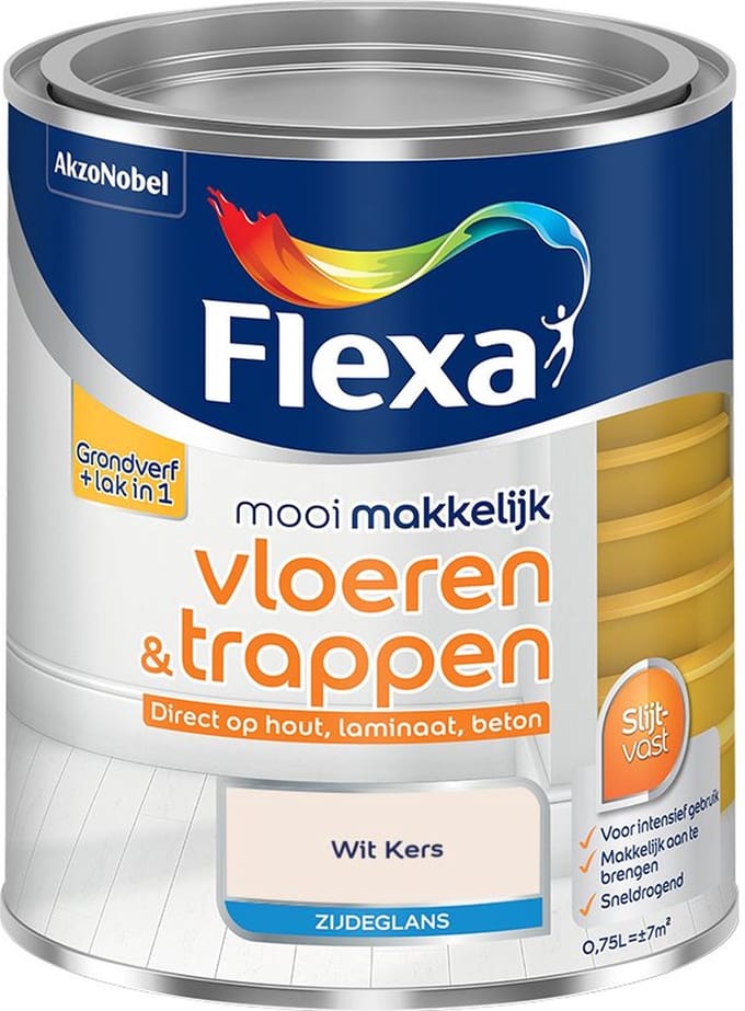 Flexa - Mooi Makkelijk Vloeren & Trappen Zijdeglans - Wit Kers - Mengverf - 750 Ml