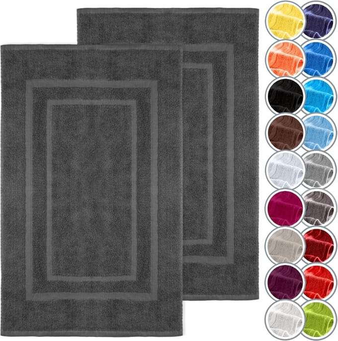 Badmat van 100% katoen - set van 2 - premiumkwaliteit - 50 x 80 cm - kleur: antracietgrijs