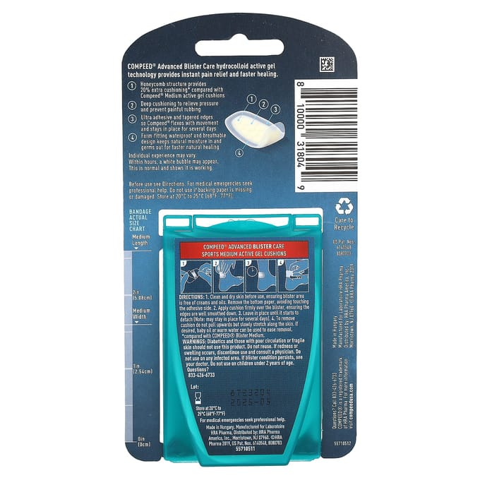 Geavanceerde Blarenzorg, Sport Medium, Geactiveerd Gelkussen 8 blue