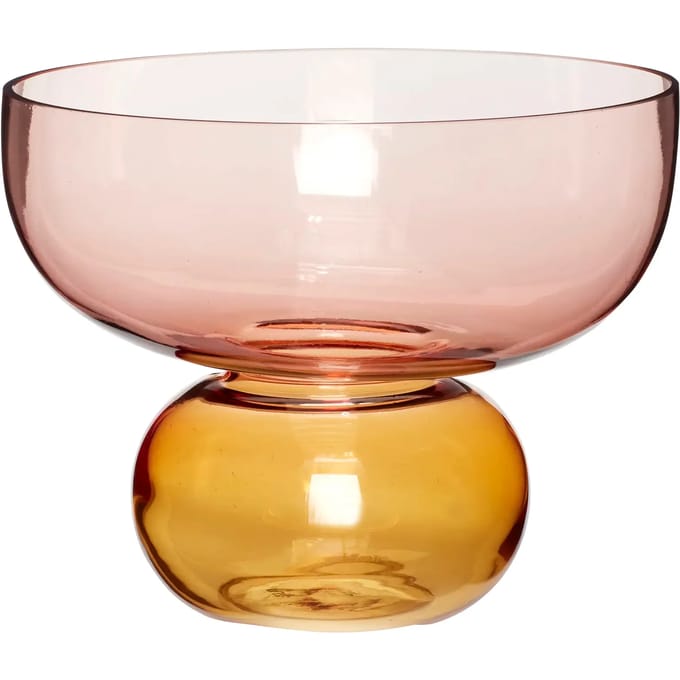 Hübsch Showvaas, roze/amberkleurig, glas, Ø 25 cm