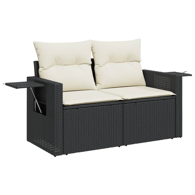 vidaXL - 7-delige - Loungeset - met - kussens - poly - rattan - zwart