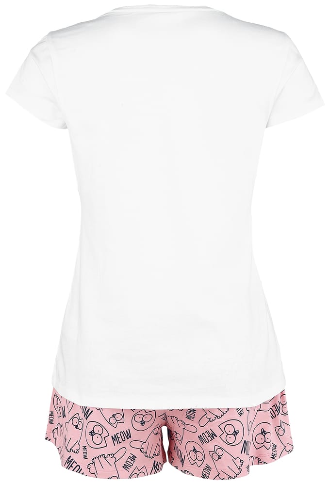 Simon's Cat Pyjama - Meow - S tot 3XL - voor Vrouwen - wit-roze