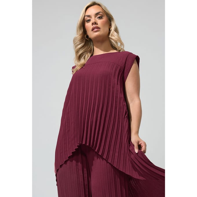 Yours London Paarse Geplooide Top Size 48