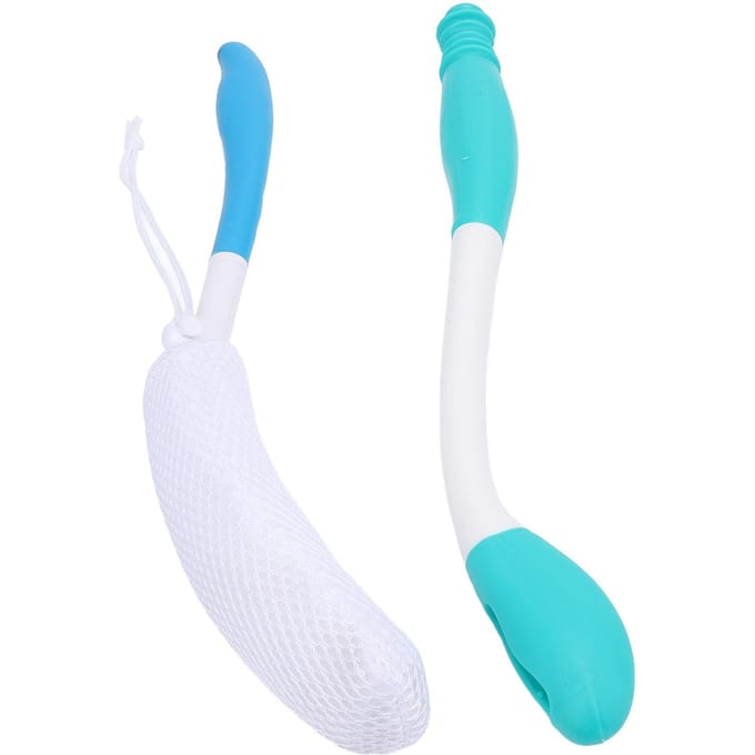 Billenveger Tool Toilet Hulp Billenreiniger Antislip Gebogen Handvat Douche Bad Borstel Set white