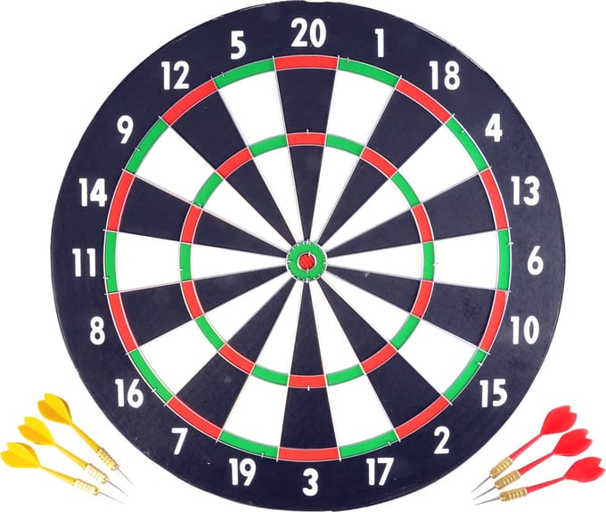 Longfield Darts Dartbord 43 cm met 6 Dartpijlen