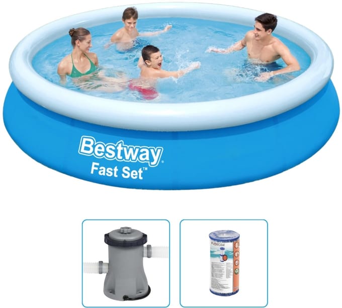 Bestway - Fast Set - Opblaaszwembad - Ø 366 x 76 cm - Inclusief Filterpomp & Filter