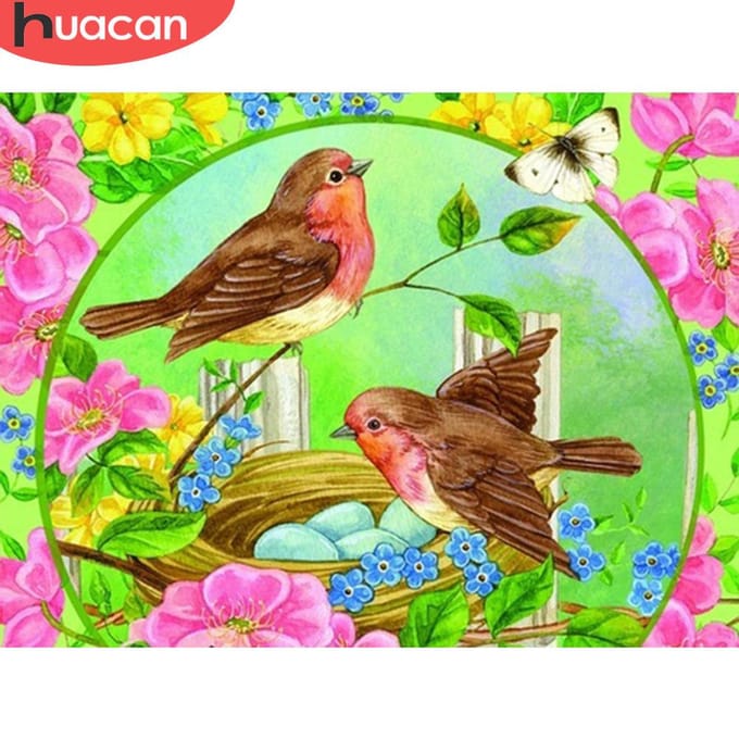 Peinture Diamant DIY Broderie Vente Animal Oiseau Strass Image Diamant Rond Complet 20X30 brown